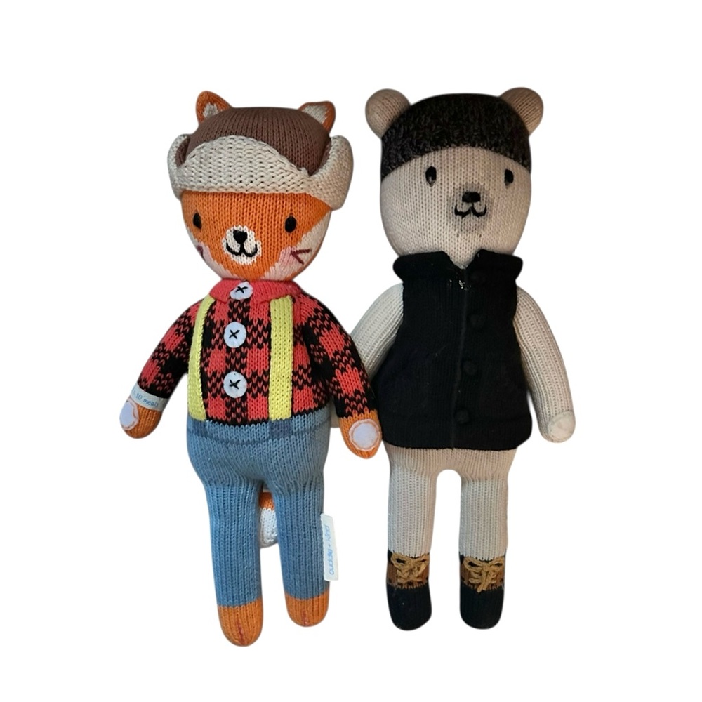 Cuddle + Kind‎ Wyatt the Fox and Hudson the Polar Bear Knit Cotton